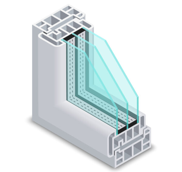 Energy efficient window cross section vector illustration