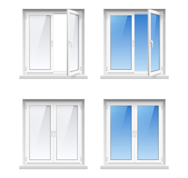 Plastic Window Frames 4 Realistic Icons Set